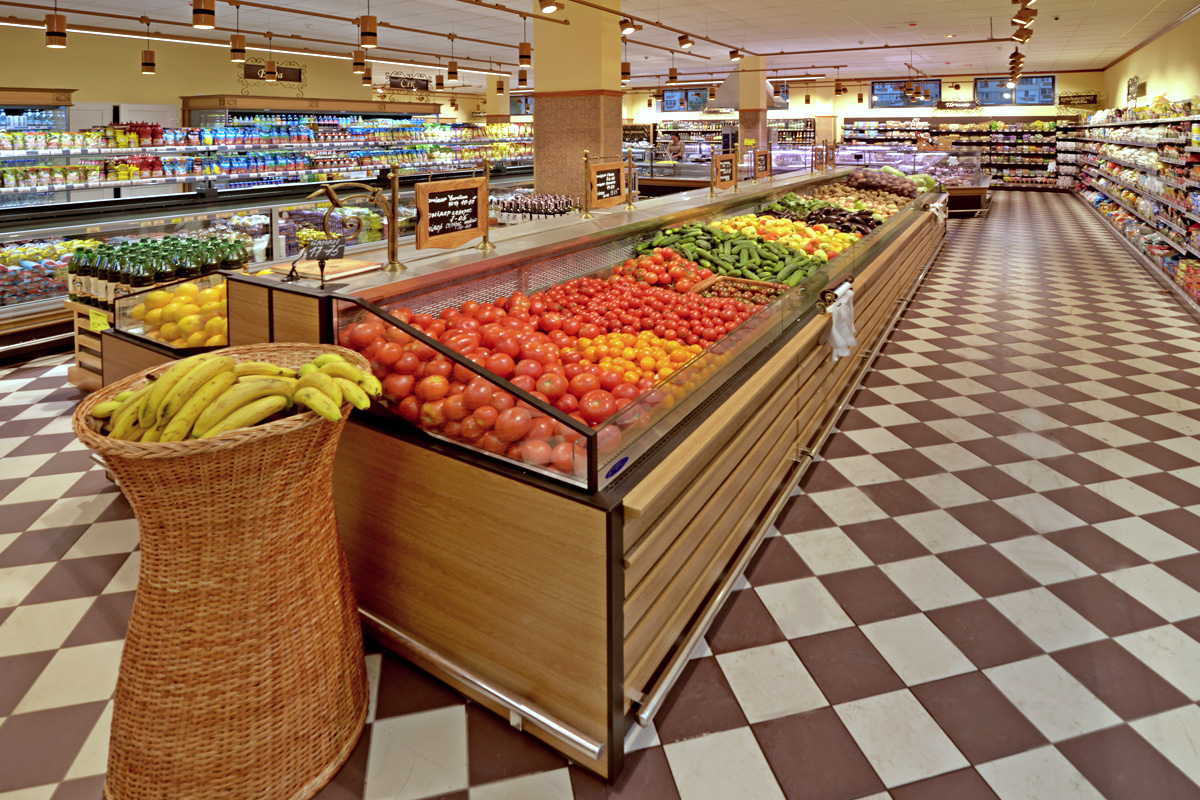 Tiefkühlwandvitrinen für den Verkauf von Gemüsen und Obst Missouri VF MC 110 VF self M im Supermarkt "Delikat"