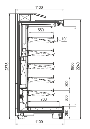 Холодильные пристенные витрины Louisiana MV 105 MT О 225-DLA