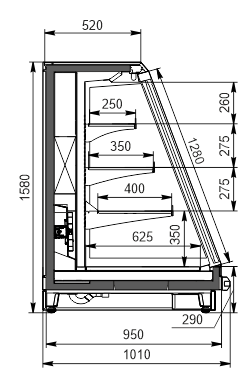 Холодильні напіввертикальні вітрини Louisiana eco MSV 095 MT D 160-DLM (прямі розсувні двері Valentini)