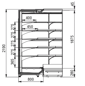Multideck cabinets Indiana 2 MV 080 MT O 220-DLM-IS90 Multideck cabinets Indiana 2 MV 080 MT O 220-DLM-IS90