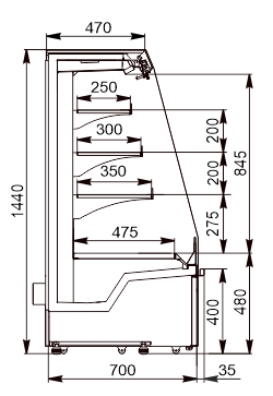Напіввертикальна вітрина Indiana eco cube 2 ASV 070 MT O 140 DLA Напіввертикальна вітрина Indiana eco cube 2 ASV 070 MT O 140 DLA
