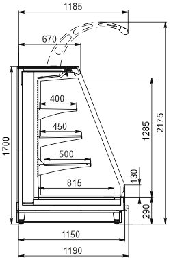 Halbhohe Wandkühlregale Louisiana eco MSV 115 MT O 170-DLM