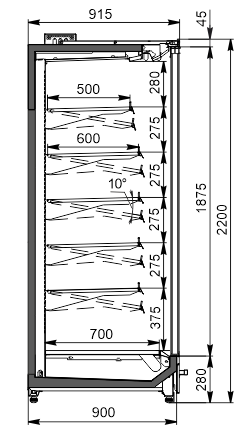 Холодильные пристенные витрины Indiana 3 MV 090 MT D 220-DLM