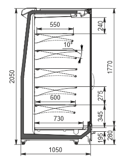 Холодильні пристінні вітрини Indiana 4 MV 105 MT D 205-DLM