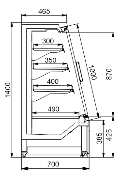 Напіввертикальна вітрина Indiana eco cube ASV 070 MT D 140 DLA Напіввертикальна вітрина Indiana eco cube ASV 070 MT D 140 DLA