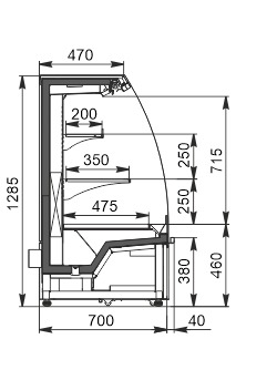 Semi-vertical cabinet Indiana eco MSV 070 MT O 130-DLM/DLA