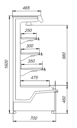 Тепловая витрина Indiana eco NSV 070 heat O 160 DLM 064 Тепловая Indiana eco NSV 070 heat O 160 DLM 064