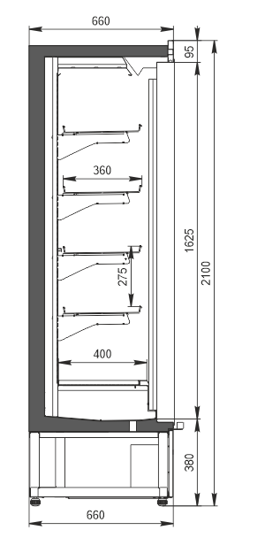 Холодильні пристінні вітрини Indiana medium AV 066 LT D 210-DLM