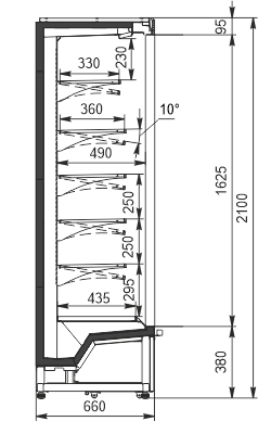 Холодильные пристенные витрины Indiana medium AV 066 MT D 210-DLA
