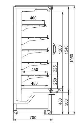 Refrigerated multideck cabinets Indiana medium AV 070 MT D 195 DLA (option)