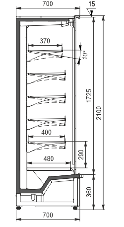 Холодильні пристінні вітрини Indiana medium AV 070 MT D 210-DLM/DLA (Модель 2021 року)