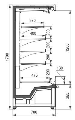 Холодильні напіввертикальні вітрини ASV 070 MT O 170-DLM/DLA