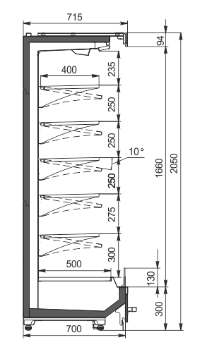 Холодильні пристінні вітрини Indiana MV 070 MT O 205-DLM