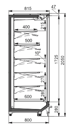 Холодильні пристінні вітрини Indiana 2 MV 080 MT D 205-DLM (розсувні/розпашні двері)