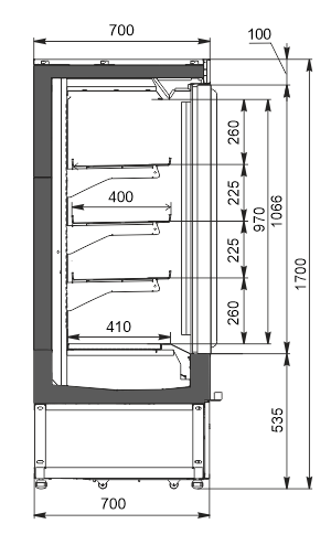 Холодильні напіввертикальні вітрини Indiana eco AV 070 LT D 170-DLA