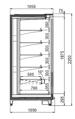 Холодильные пристенные витрины Louisiana 5 MV 105 MT D 225-DLM