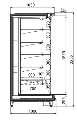 Холодильні пристінні вітрини Louisiana 5 MV 105 MT О 225-DLM