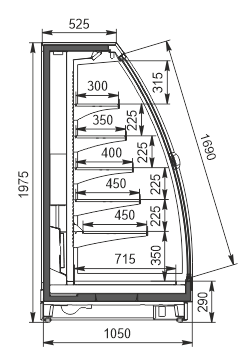 Холодильні напіввертикальні вітрини Louisiana eco MSV 105 MT D 200-DLM