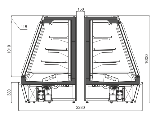 Schrägvitrinen Indiana eco ASV 100 LT D 160-DLA