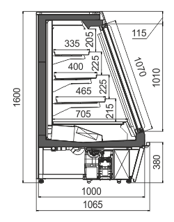 Schrägvitrinen Indiana eco ASV 100 LT D 160-DLA