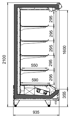 Tiefkühlwandvitrinen Indiana tandem MD 090 LT D 210-DLM