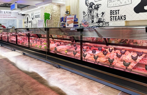 Специализированные витрины для продажи мяса Missouri cold diamond MC 115 meat PS 121-SLM
