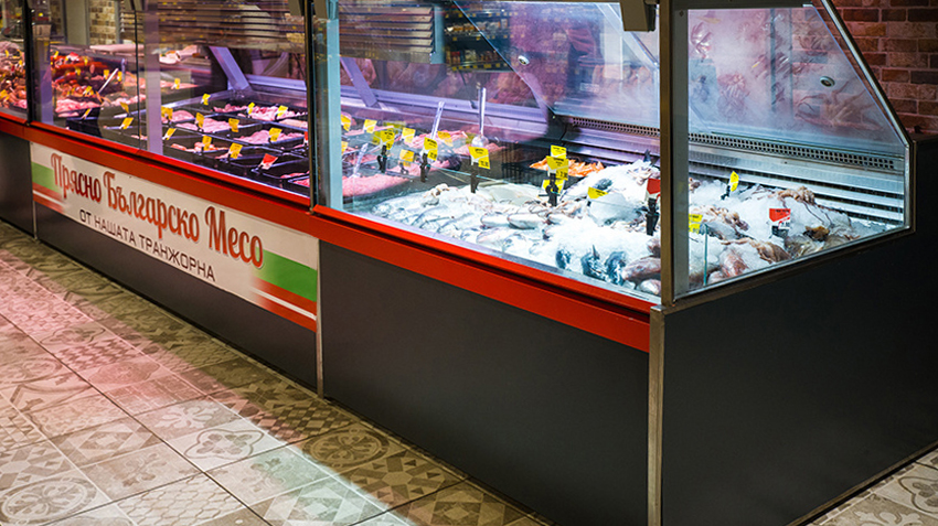 Специализированные витрины для продажи рыбы и морепродуктов Missouri MC 120 fish PS 130-SPLM, Специализированные витрины для продажи мяса Missouri MC 120 MEAT PS