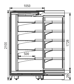 Пристенные витрины Louisiana 5 MV 105 MT D 210-DLM-IS90