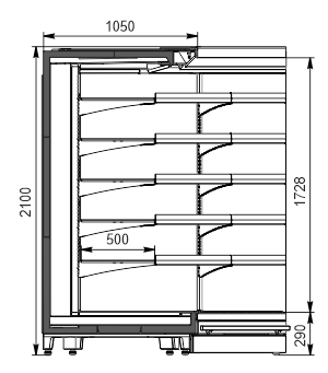 Пристенные витрины Louisiana 5 MV 105 MT O 210-DLM-IS90