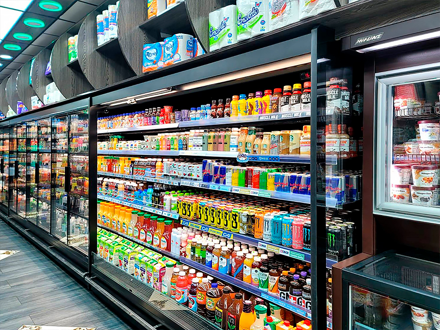 Refrigerated multideck cabinets Indiana MV MT D, Indiana MV MT O M, convenience stores USA (USA)