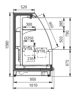 Холодильные полувертикальные витрины Louisiana eco MSV 095 pickles O 160-DLM