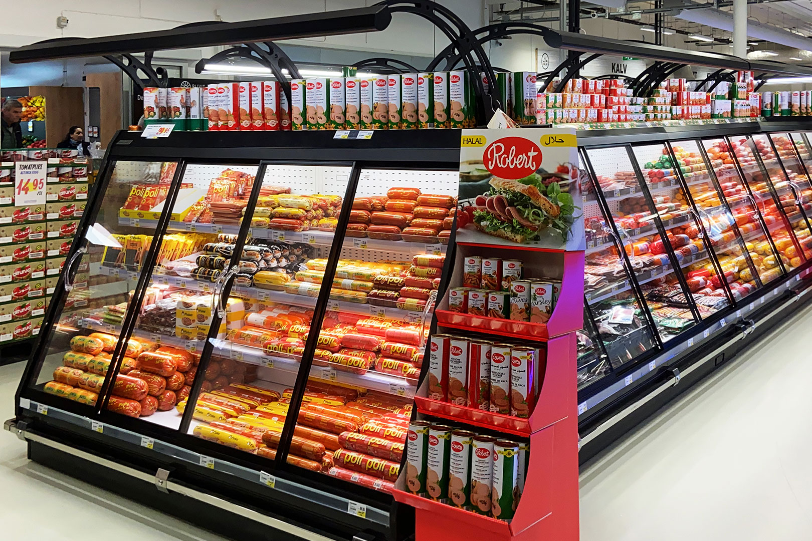Semi-vertical cabinets Louisiana eco MSV 105 MT D, supermarket (Sweden)
