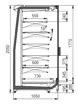 Холодильные пристенные витрины Indiana 4 MV 105 MT D 205-DLM (Двери Rehau)